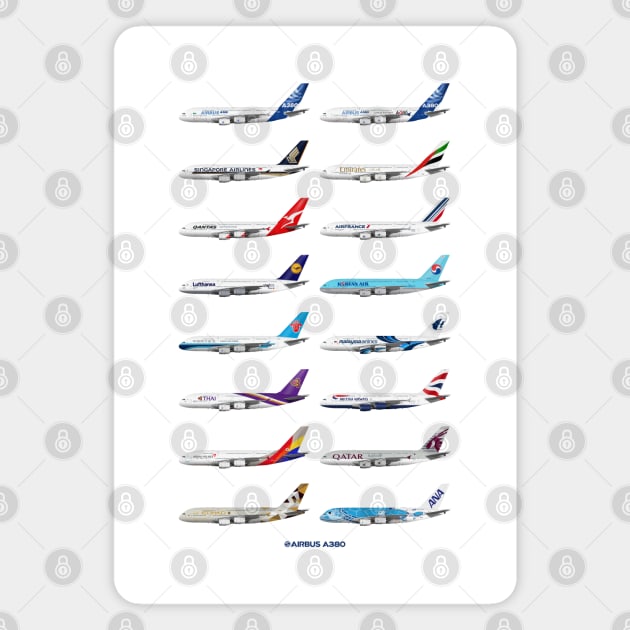 Airbus A380 Operators Illustration Magnet by SteveHClark